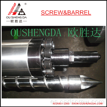 Revestimiento bimetálico cilindro de tornillo de acero inoxidable / cilindro de tornillo para máquina de moldeo por inyección